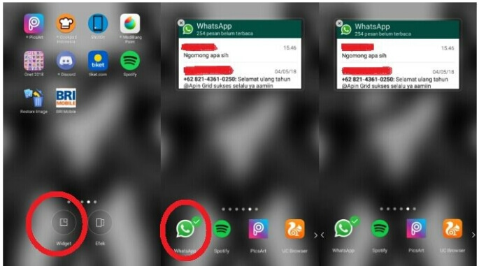 Aktifkan widget WhatsApp 1